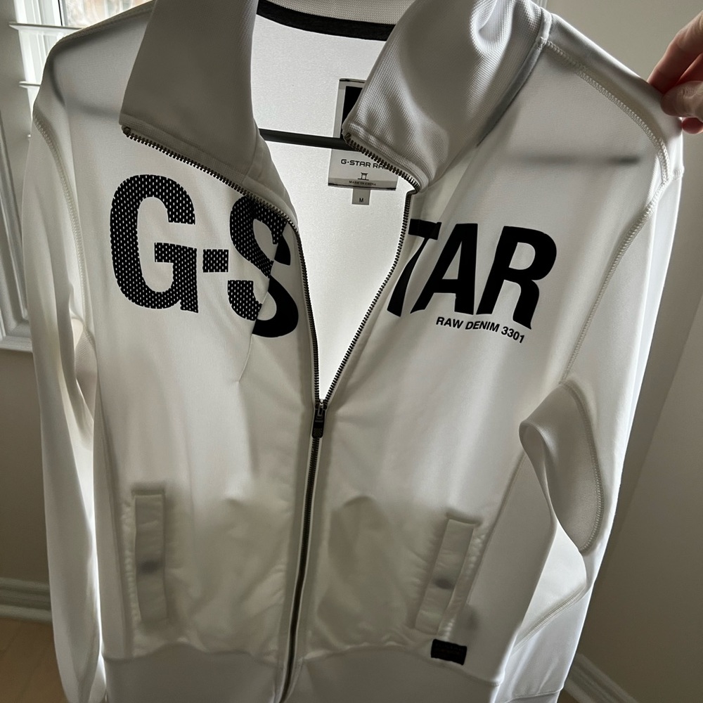 G star white zip sweater, size medium
